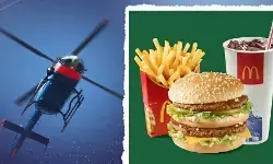 బర్గర్లు తినటానికి హెలికాప్టర్ లో 450 కిలోమీటర్లు