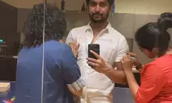 నాని చొక్కాపై నివేదా డ్రాయింగ్ స్కిల్స్ నాని చొక్కాపై నివేదా డ్రాయింగ్ స్కిల్స్