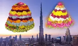 బుర్జ్ ఖ‌లీఫాపై బ‌తుక‌మ్మ ప్ర‌ద‌ర్శ‌న‌