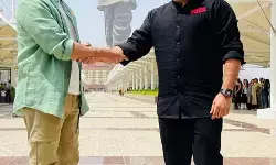 స్టాట్యూ ఆఫ్ యూనిటీ ద‌గ్గ‌ర ఆర్ఆర్ఆర్ హీరోలు