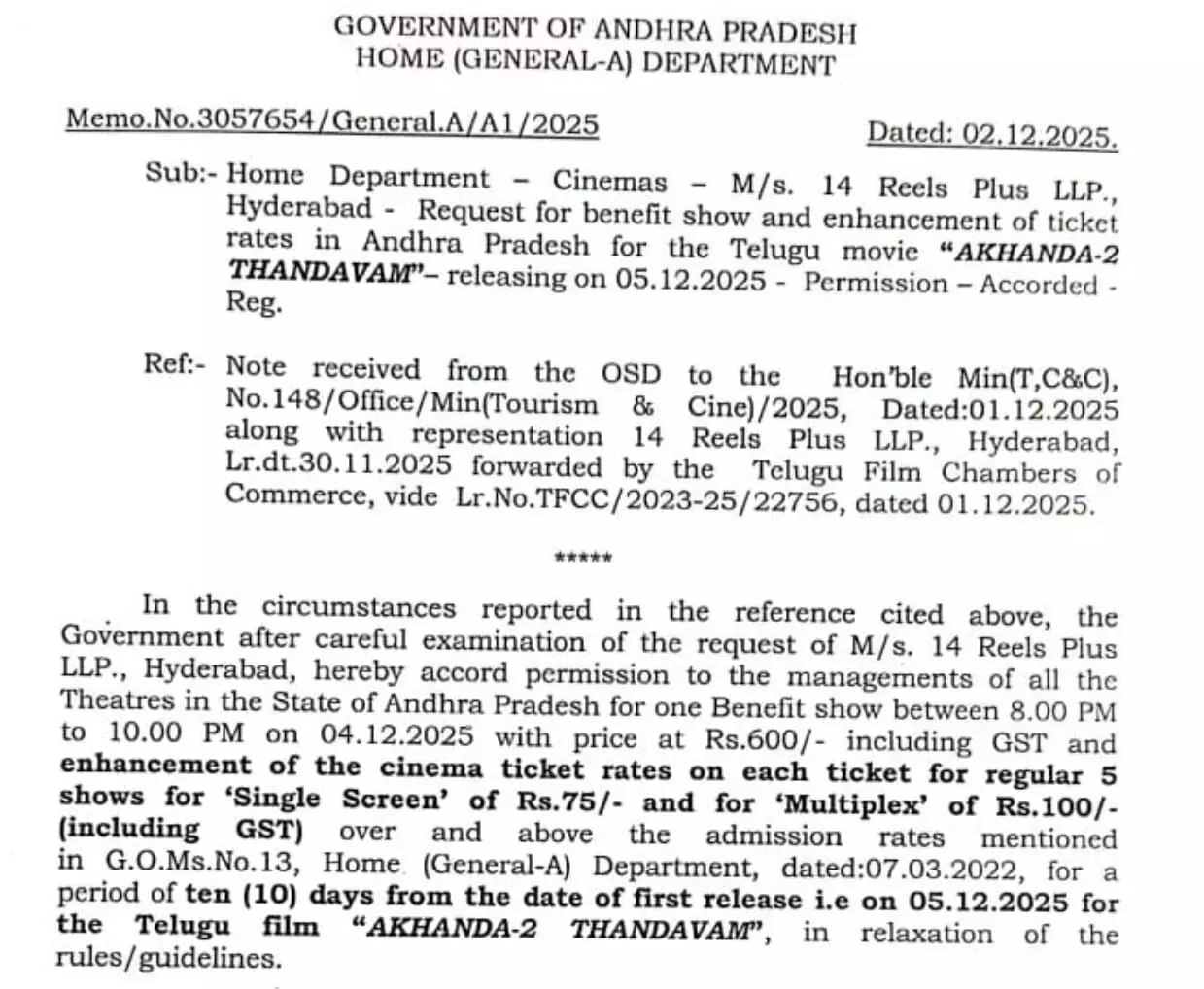 Akhanda 2 Gets AP Green Signal for Premieres