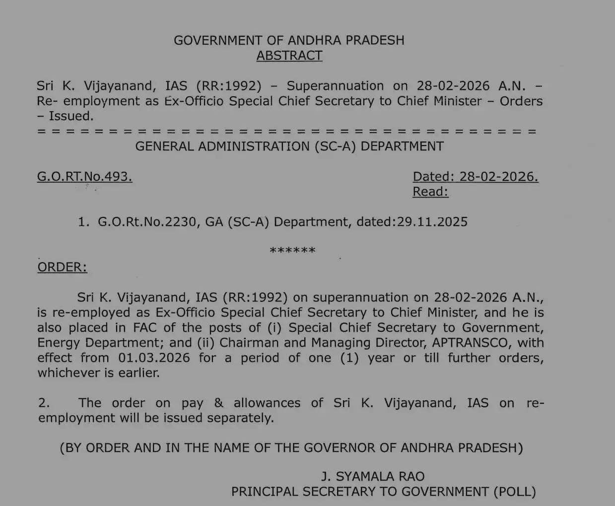 No Gap, Big Post: Vijayanand Back in Power No Gap, Big Post: Vijayanand Back in Power