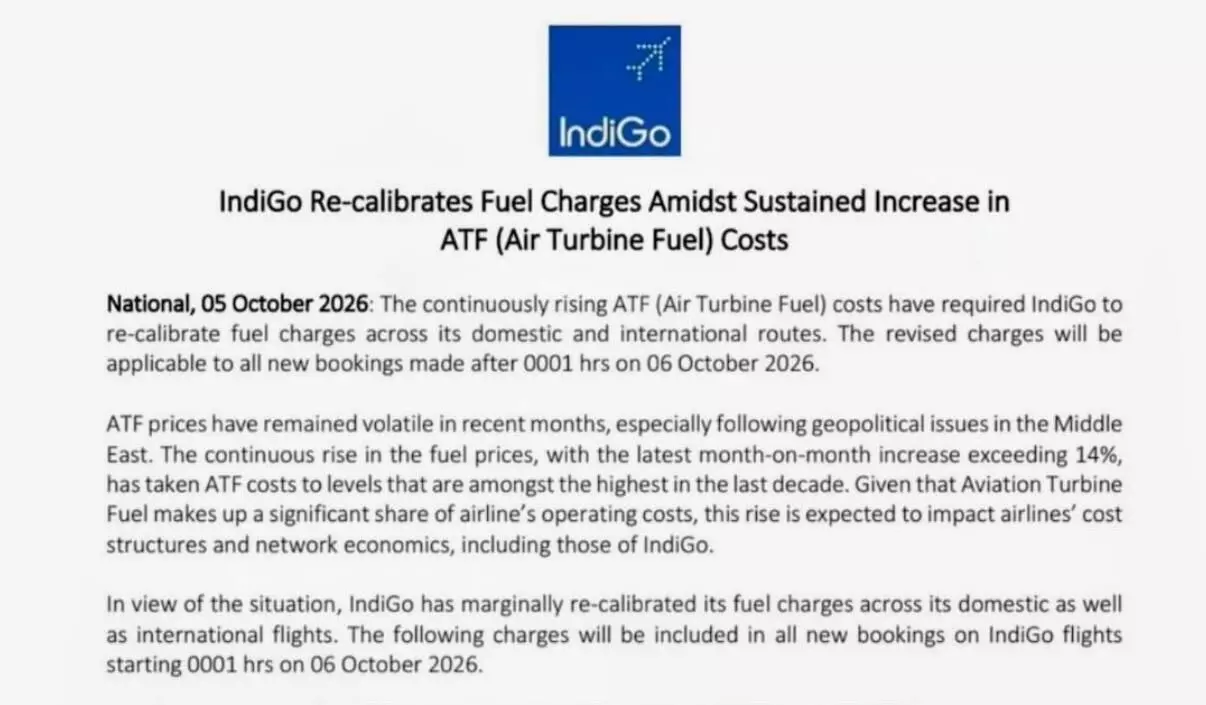 IndiGo Hikes Fuel Surcharge: Airfares Set to Rise From October 6 IndiGo Hikes Fuel Surcharge: Airfares Set to Rise From October 6